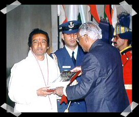 Jayarama Rao receiving Sangeet Natak Akademi award from The President of India