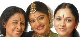 Padmashri Saroja Vaidyanathan (grand mother), Dakshina and Rama Vaidyanathan (mother).